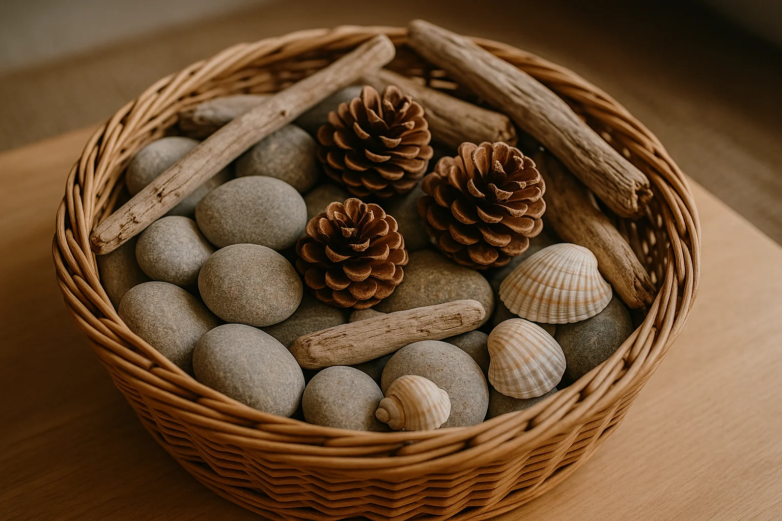 Panier en osier rempli de 